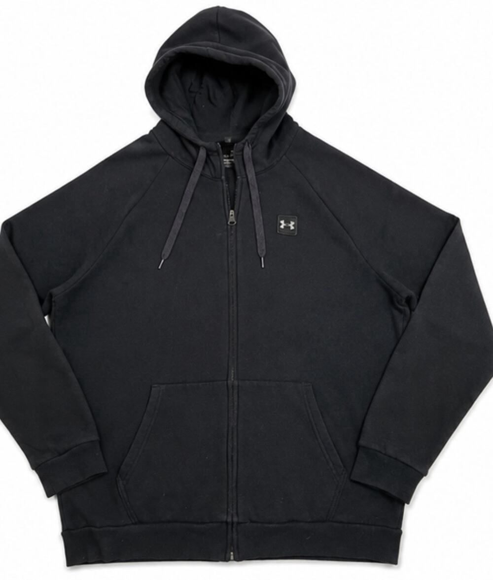 Under Armour Men’s XL Black Full Zip Hoodie Sweatshirt Logo Athletic Fleece